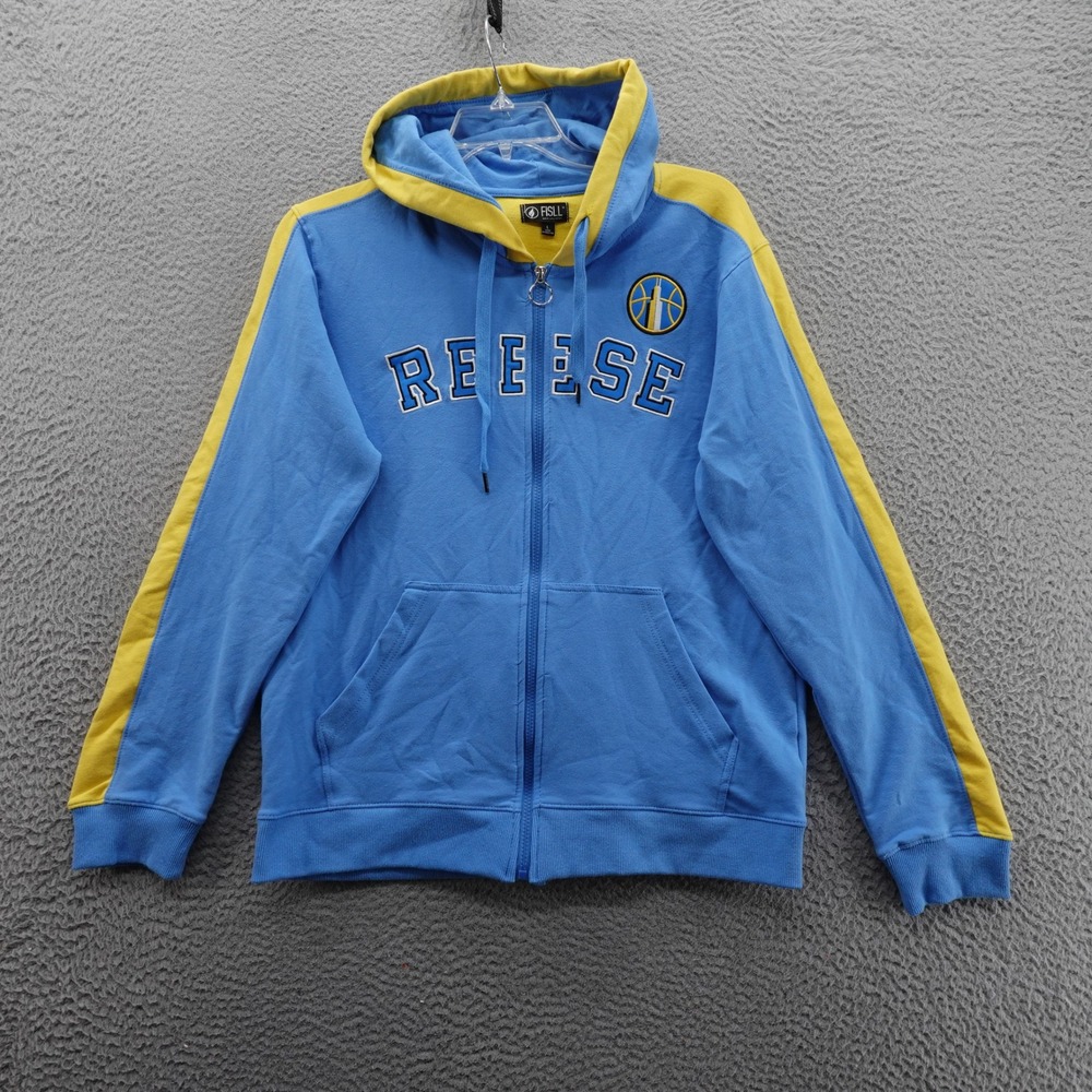 FISLL REESE Hoodie‎ Womens Large Blue Yellow WNBA Zip Up Sweatshirt NWT